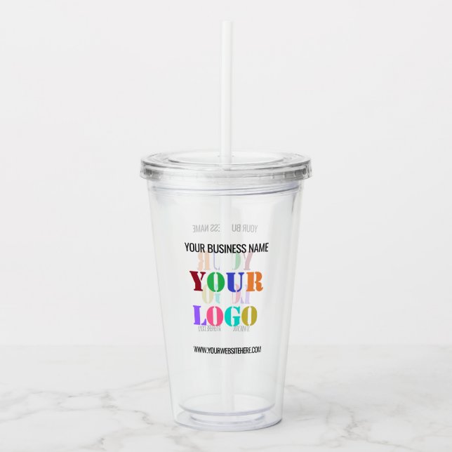 Custom Your Business Logo and Text Acrylic Tumbler (Front)