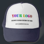 Custom Your Business Logo and Text Company Hat<br><div class="desc">hat with Custom Logo and Text Promotional Business Company Personalised Trucker Hats - Add Your Logo / Image , Business Slogan - Tagline , Website or Phone , E-mail / more - Resize and move or remove / add elements / text with customisation tool - make your unique promotional company...</div>
