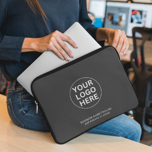 Custom Your Business Logo Clean Grey Professional Laptop Sleeve