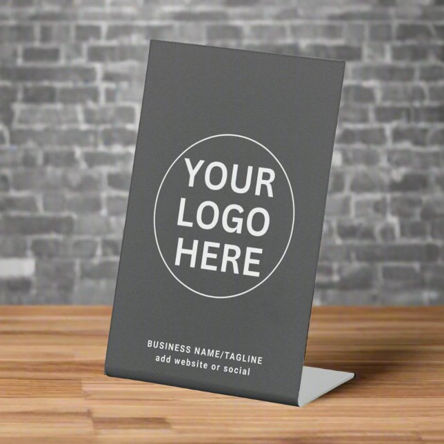 Custom Your Business Logo Clean Grey Professional  Pedestal Sign (Creator Uploaded)