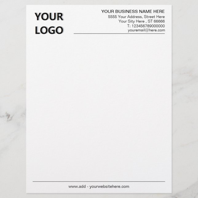 Custom Your Business Logo Name Info Letterhead (Front)