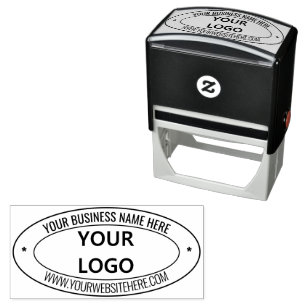 Custom Your Business Logo Name Website Oval Stamp