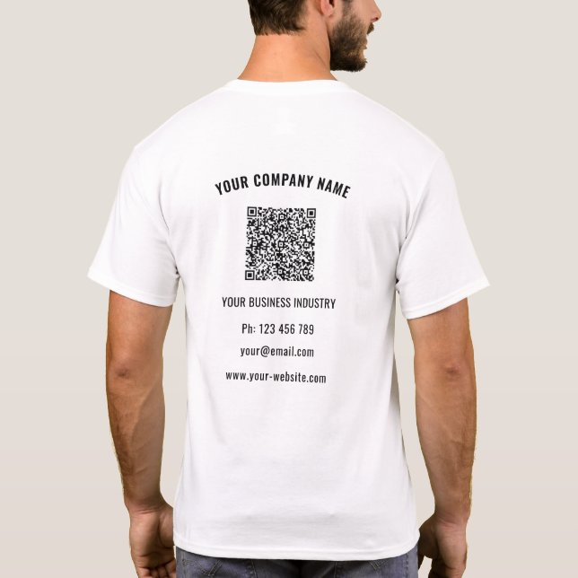 Custom Your Business Logo Text and QR Code T-Shirt (Back)