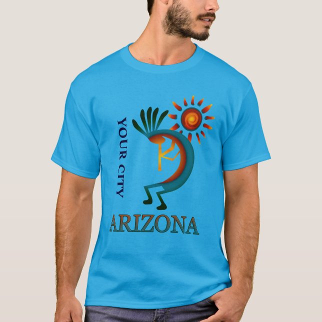 Custom Your City Arizona Kokopelli with Sun T-Shirt (Front)