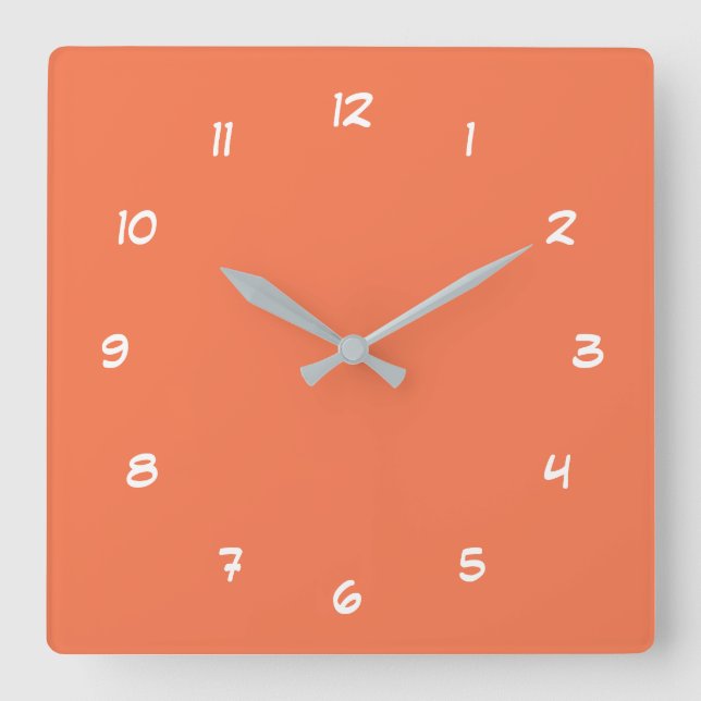 Custom Your Colours Numbers Font Personalised Square Wall Clock (Front)