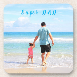 Custom Your Dad Photo Coaster Text - Best DAD Ever