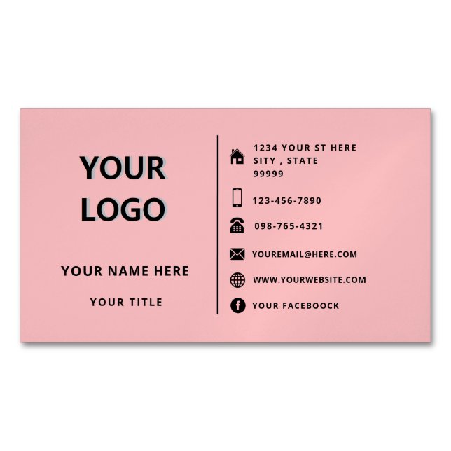 Custom Your Design Business Card Magnet with Logo (Front)