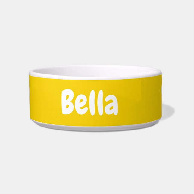 Custom Your Dog Name Pet Yellow Bowl (Front)
