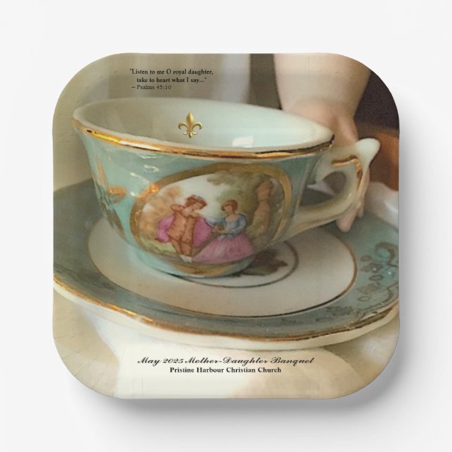 Custom [Your Event] French Teacup Paper Plate (Front)