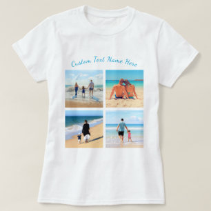 Custom Your Family Photo Collage T-Shirt with Text