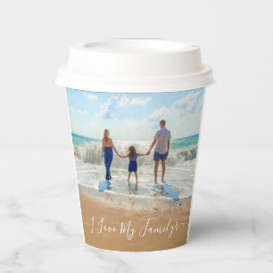 Custom Your Family Photo Paper Cups with Text