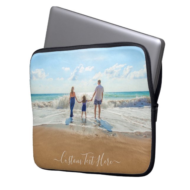 Custom Your Favorite Photo Laptop Sleeve with Text (Front Left)
