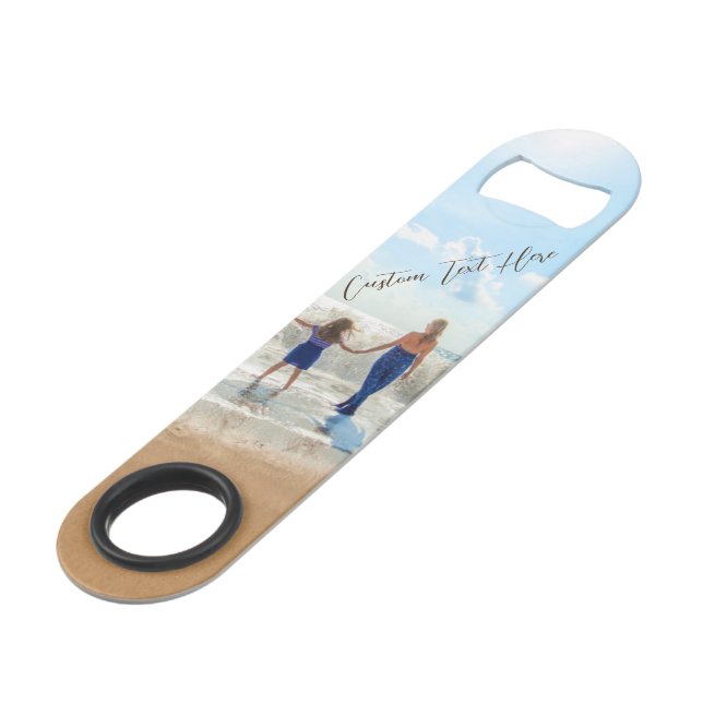 Custom Your Favourite Photo Bar Key with Text (Back Angled)
