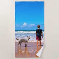 Custom Your Favourite Photo Beach Towel with Text
