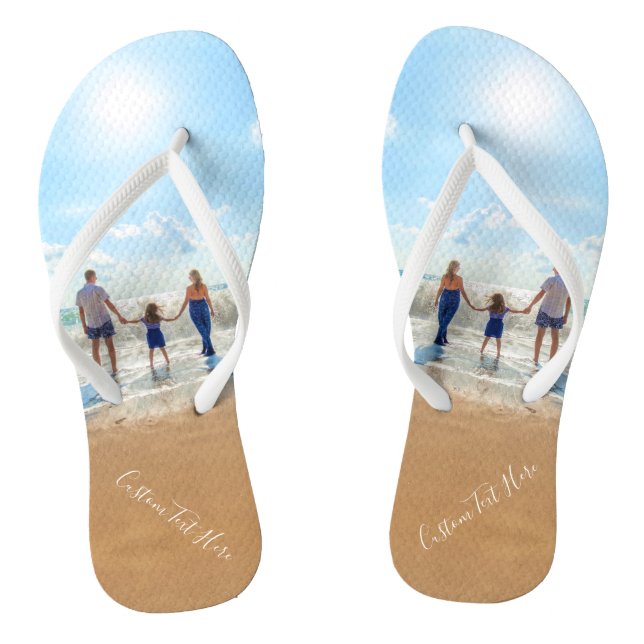 Custom Your Favourite Photo Flip Flops with Text (Footbed)