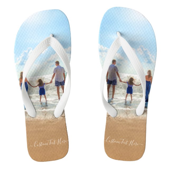 Custom Your Favourite Photo Flip Flops with Text (Footbed)