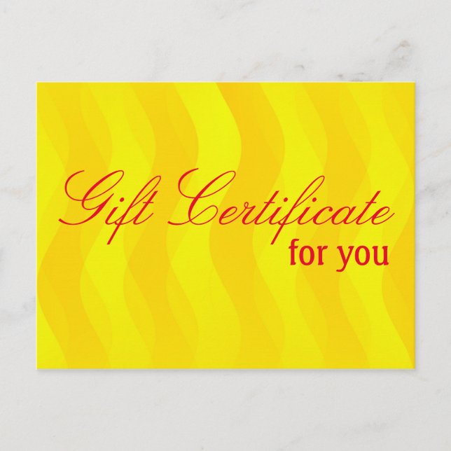 Custom your Gift Certificate with text & backgr. Postcard (Front)