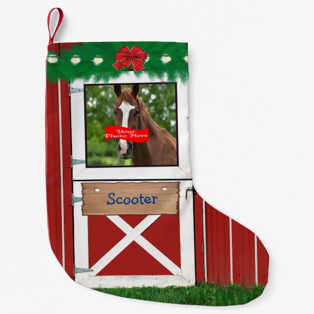Custom (Your Horse Photo) Barn Door Stocking (Front)