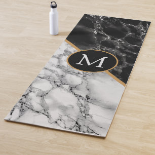 Custom Your Letter Monogram Yoga Mat Gift Marble