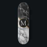 Custom Your Letter Skateboard Marble Stone<br><div class="desc">Personalised Black White Marble Stone Skateboard - Add Your Letter / or Year - Age / Number / More</div>