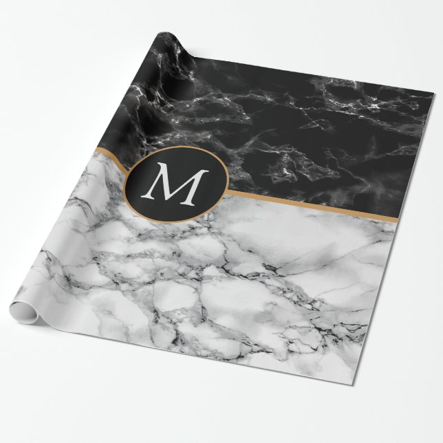 Custom Your Letter Wrapping Paper Marble Design (Unrolled)