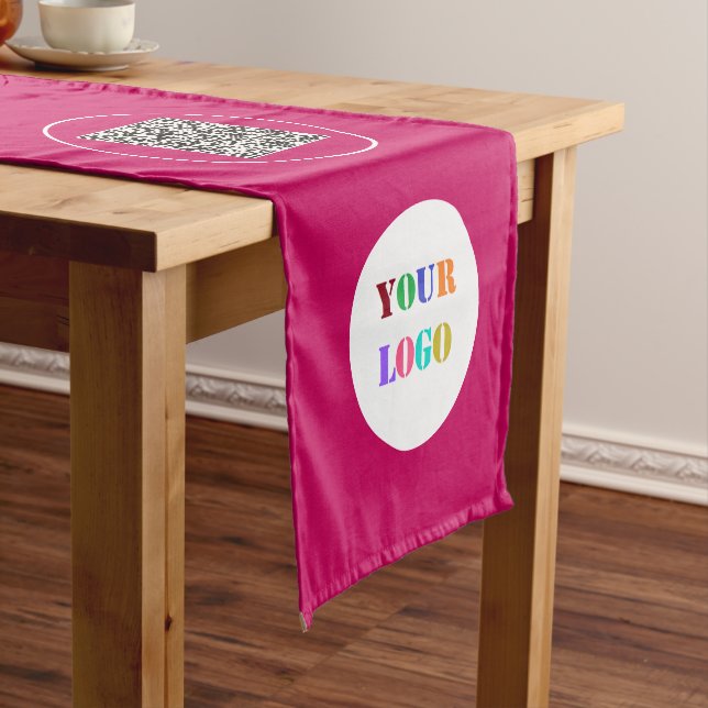 Custom Your Logo and QR Code Business Table Runner (In Situ)