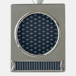 Custom Your Logo Here Name Template Silver Plated Banner Ornament