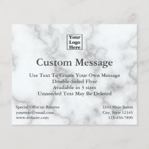 Custom Your Logo Here on Elegant Faux White Marble Flyer