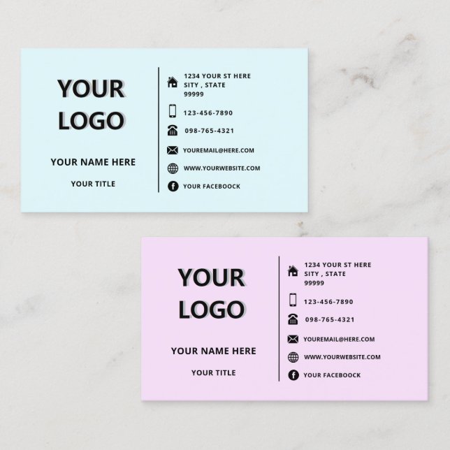 Custom Your Logo Name Address Info Business Card (Front/Back)