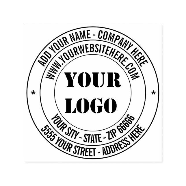 Custom Your Logo Name Address Round Stamp (Design)