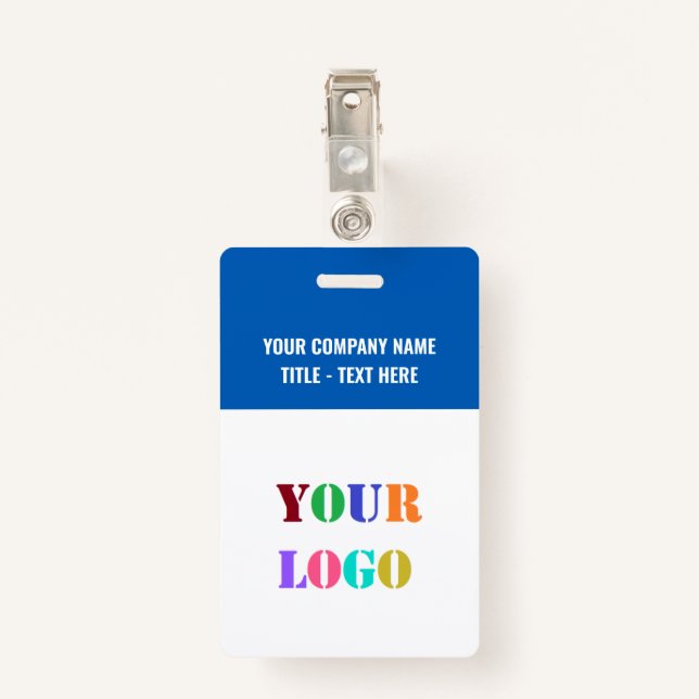 Custom Your Logo or Photo Text Name Business Badge ID Badge (Back with Clip)