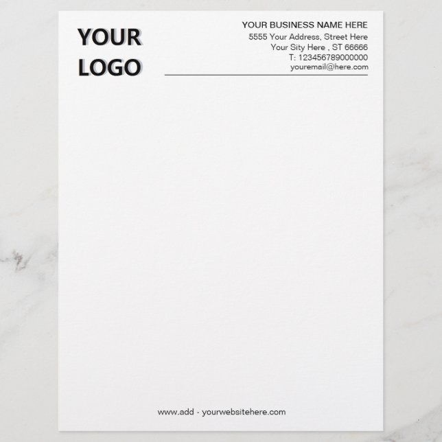 Custom Your Logo Text Info Business Letterhead (Front)