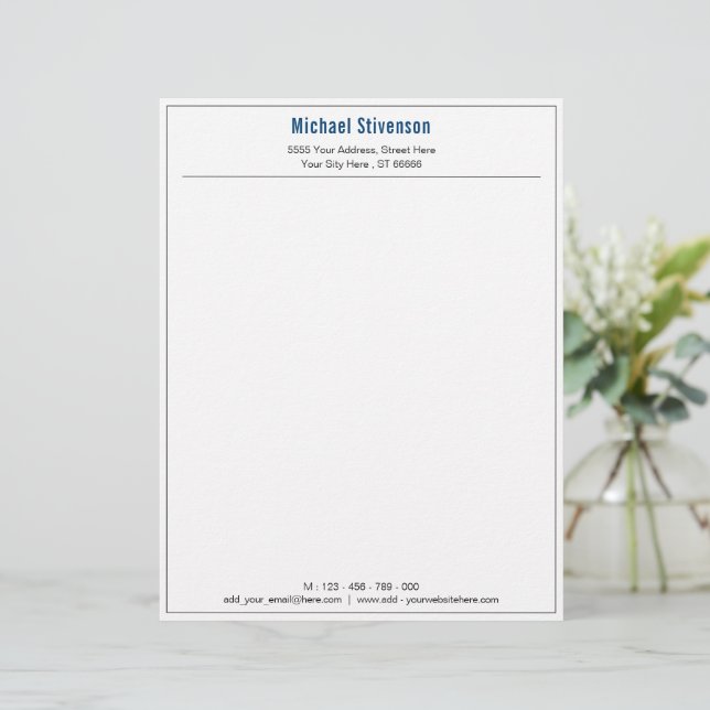 Custom Your Name Address Information Letterhead (Standing Front)