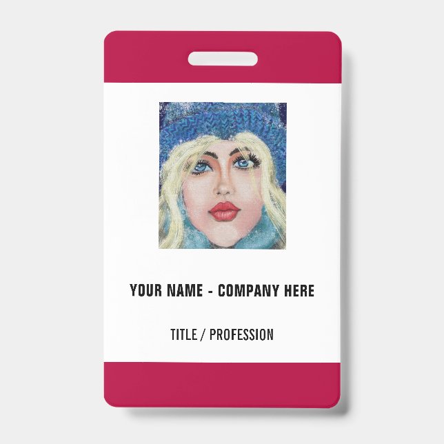 Custom Your Name Info Photo Business Badge ID Badge (Front)
