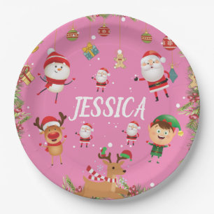 Custom Your Name, Merry Christmas Paper Plate. Paper Plate