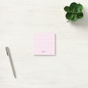 Custom Your name post-it notes Gingham inspo pink