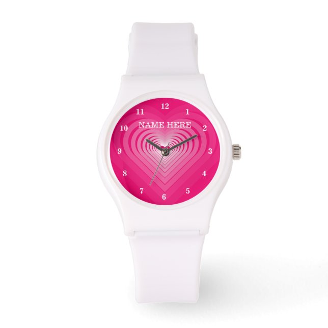 Custom Your Name Watch with Pibk Hearts (Front)