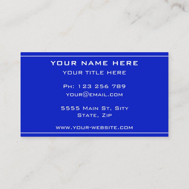 Custom Your Own Design Blue Business Card (Back)