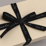 Custom your own text black satin ribbon<br><div class="desc">Custom your own ribbon with your custom text / company name on colour editable black background,  great gift wrapping ideas. 
Select "Edit Using Design Tool" " to adjust the font,  size or colour of the text.</div>