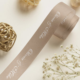 Custom your own text neutral satin ribbon