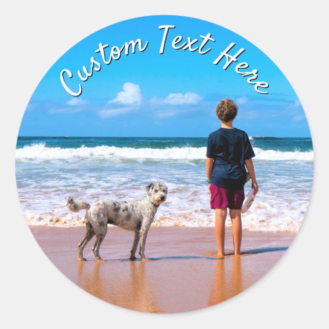 Custom Your Pet Photo Stickers Personalized Text (Front)