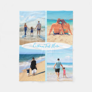 Custom Your Photo and Text Collage Fleece Blanket