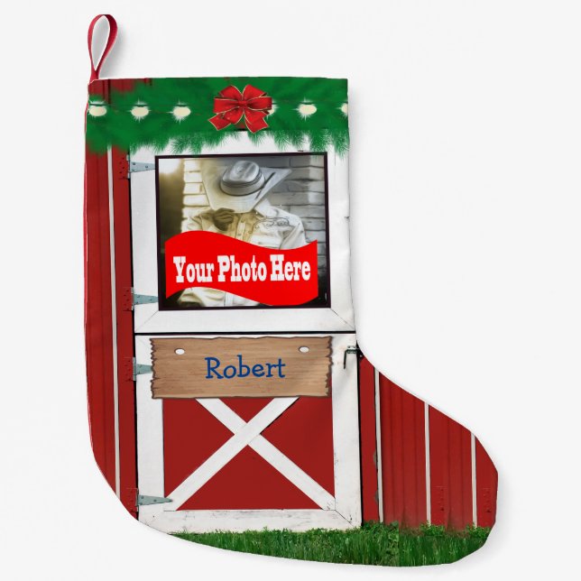 Custom (Your  Photo) Barn Door Stocking (Front)