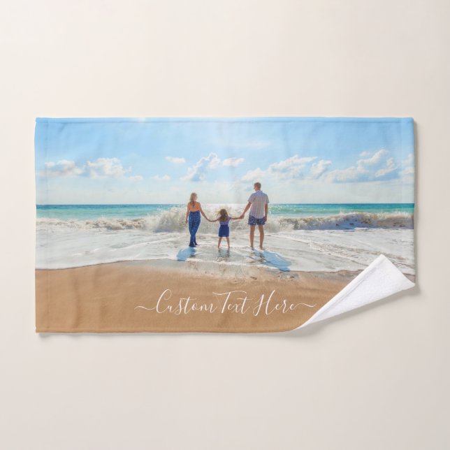Custom Your Photo Bath Towel Set with Text (Hand Towel)