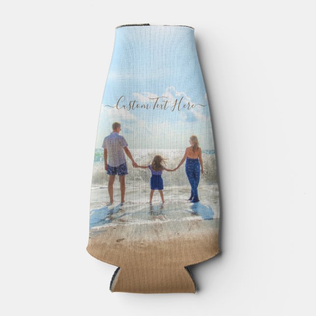 Custom Your Photo Bottle Cooler with Text Name (Front)