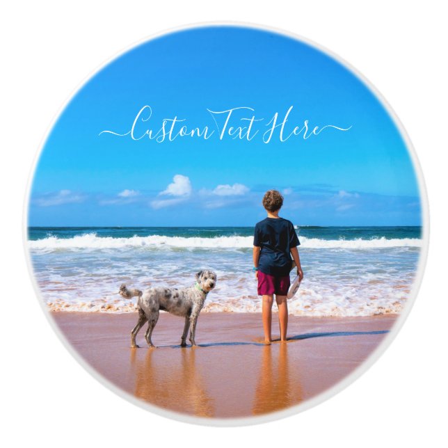 Custom Your Photo Ceramic Knob with Text (Front)