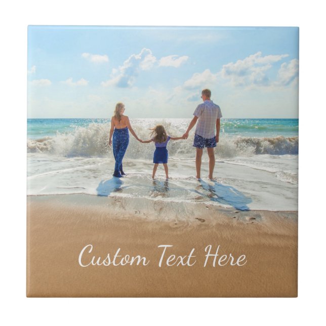 Custom Your Photo Ceramic Tile Gift with Text (Front)