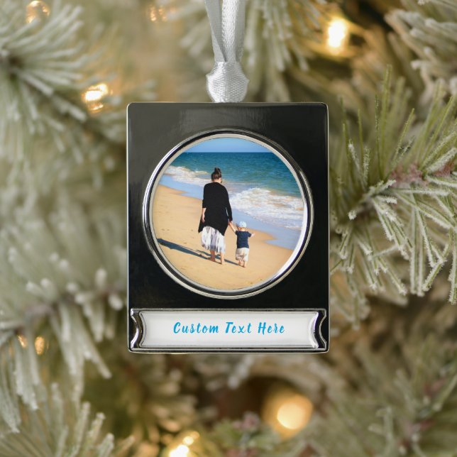 Custom Your Photo Christmas Ornament with Text (Tree)