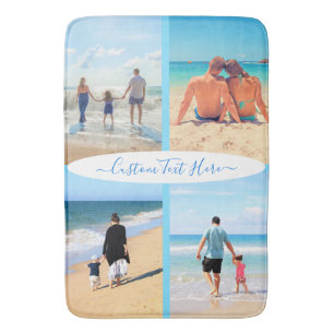 Custom Your Photo Collage Bath Mat with Text Name