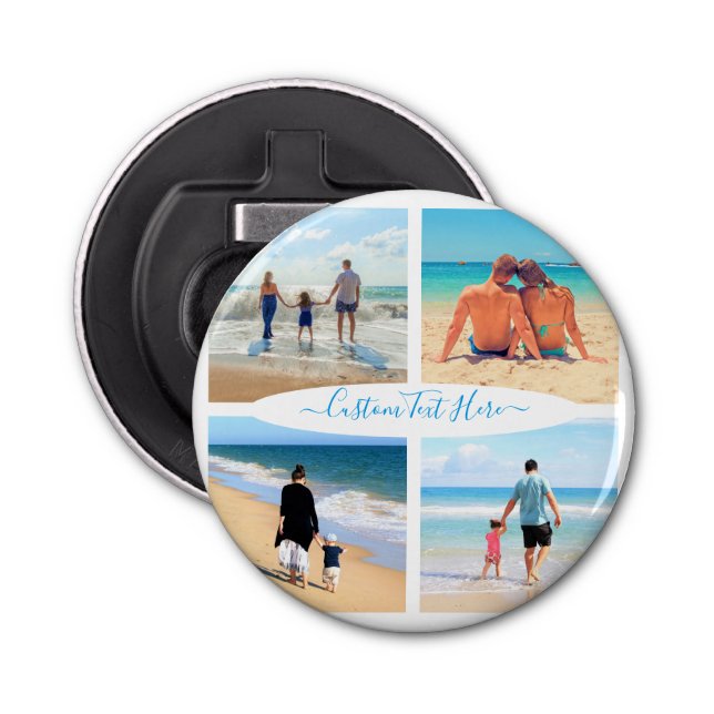 Custom Your Photo Collage Bottle Opener with Text (Front)